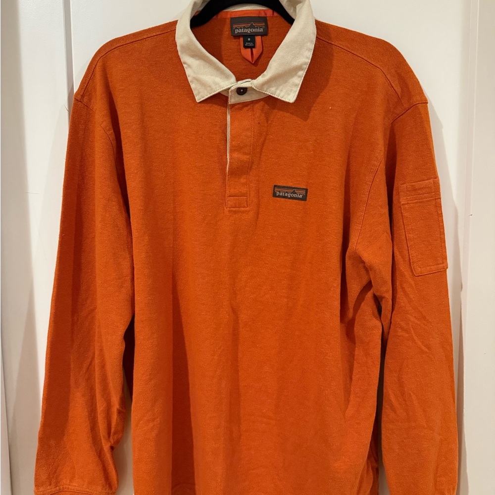 Patagonia Men's Orange Long Sleeve Rugby Shirt